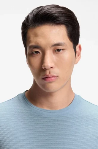 Bubble-jacquard structure T-shirt in a cotton blend