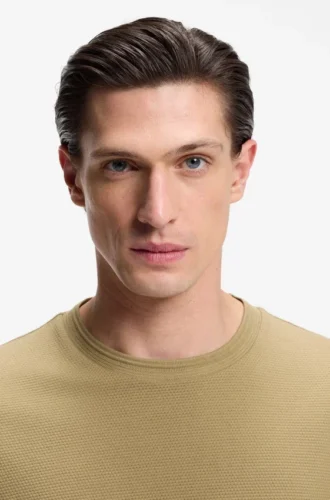 Bubble-jacquard structure T-shirt in a cotton blend