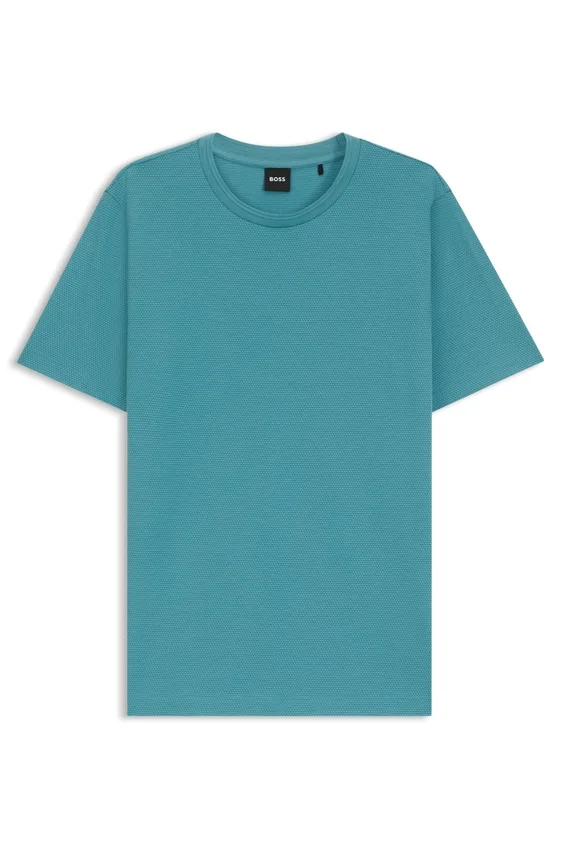Bubble-jacquard structure T-shirt in a cotton blend Bubble-jacquard structure T-shirt in a cotton blend