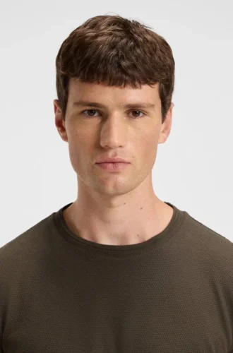 Bubble-jacquard structure T-shirt in a cotton blend