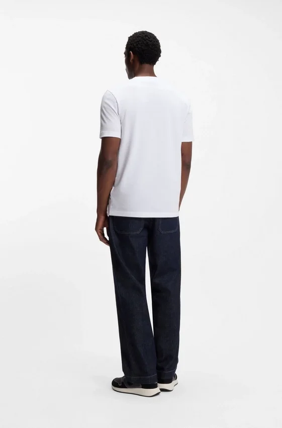 Bubble-jacquard structure T-shirt in a cotton blend Bubble-jacquard structure T-shirt in a cotton blend