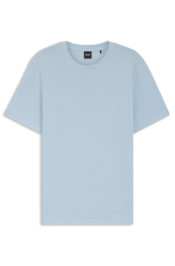 Bubble-jacquard structure T-shirt in a cotton blend Bubble-jacquard structure T-shirt in a cotton blend