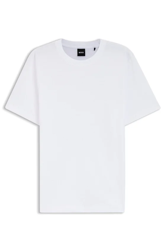 Bubble-jacquard structure T-shirt in a cotton blend Bubble-jacquard structure T-shirt in a cotton blend