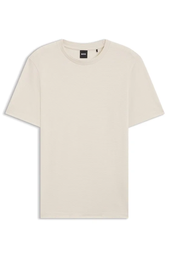 Bubble-jacquard structure T-shirt in a cotton blend Bubble-jacquard structure T-shirt in a cotton blend