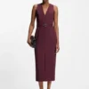 Buckle-detail dress with V neckline