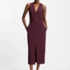 Buckle-detail dress with V neckline