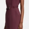 Buckle-detail dress with V neckline
