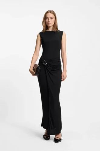 Buckle-detail dress with wrap effect