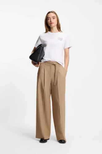 Buckled-belt trousers with pleat front