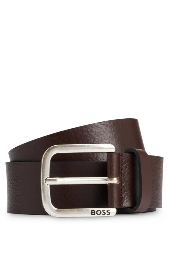 Buffalo-leather belt with branded pin buckle Buffalo-leather belt with branded pin buckle