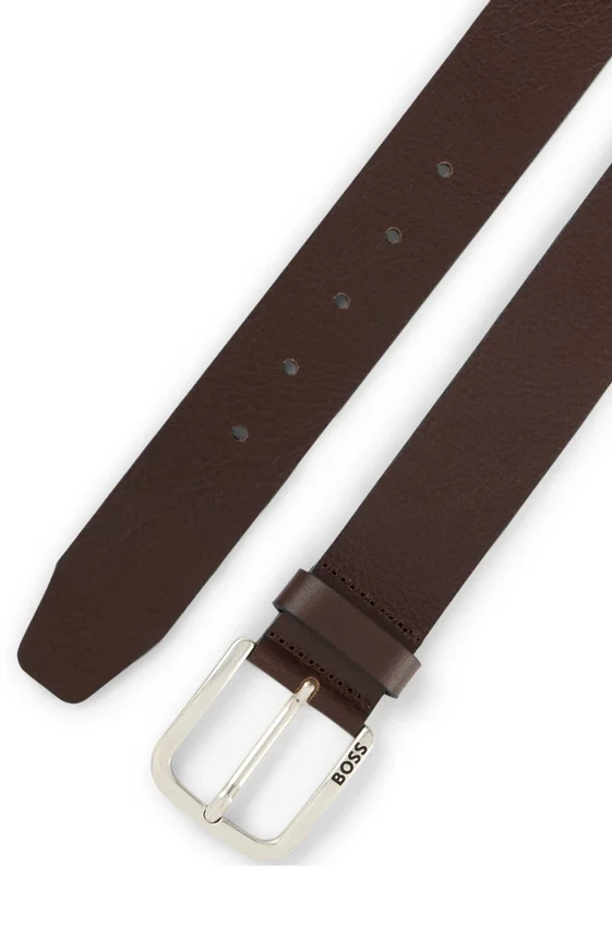 Buffalo-leather belt with branded pin buckle Buffalo-leather belt with branded pin buckle