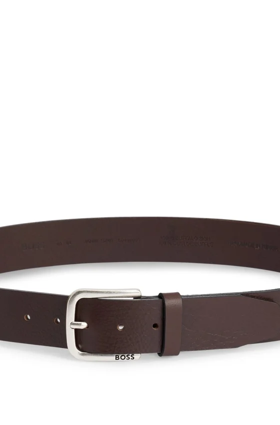 Buffalo-leather belt with branded pin buckle Buffalo-leather belt with branded pin buckle