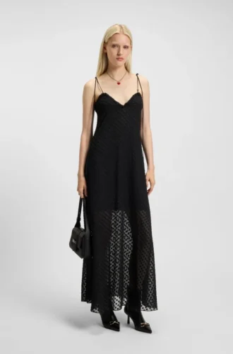 Burnout-dot dress with spaghetti straps