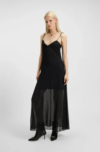Burnout-dot dress with spaghetti straps