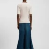 Button-placket top in a cotton blend