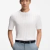 Cable-knit T-shirt in cotton and silk