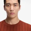 Cable-knit T-shirt in cotton and silk