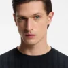 Cable-knit T-shirt in cotton and silk