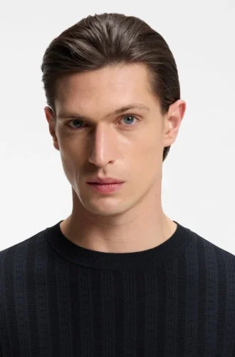 Cable-knit T-shirt in cotton and silk