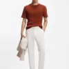 Cable-knit T-shirt in cotton and silk