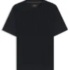 Cable-knit T-shirt in cotton and silk