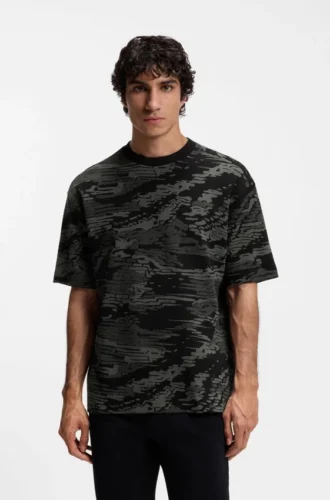 Camouflage-jacquard T-shirt in cotton