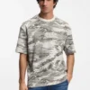 Camouflage-jacquard T-shirt in cotton