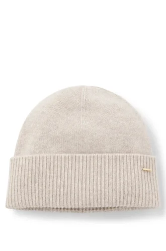 Cashmere beanie with metallic logo trim Cashmere beanie with metallic logo trim