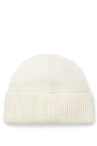 Cashmere beanie with metallic logo trim Cashmere beanie with metallic logo trim