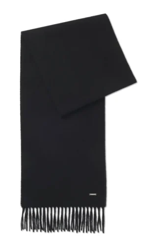 Cashmere scarf with twisted fringes