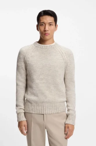 Cashmere-wool sweater with a tweed effect