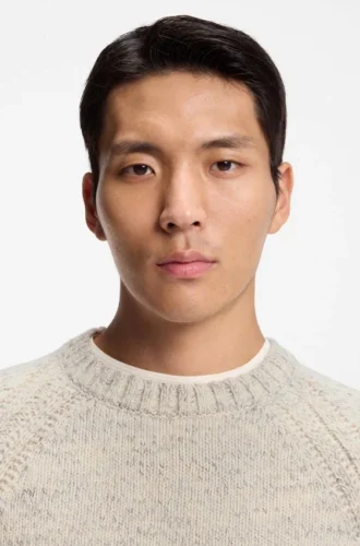 Cashmere-wool sweater with a tweed effect