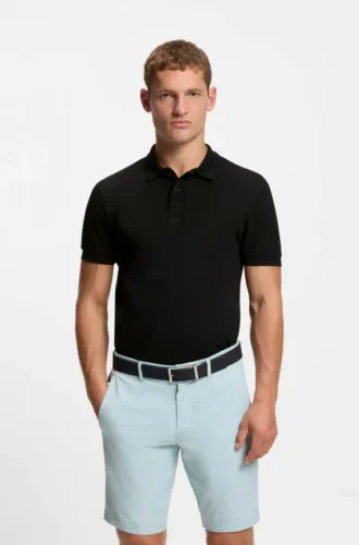 Centred-logo slim-fit polo shirt in cotton piqué
