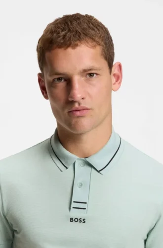 Centred-logo slim-fit polo shirt in cotton piqué