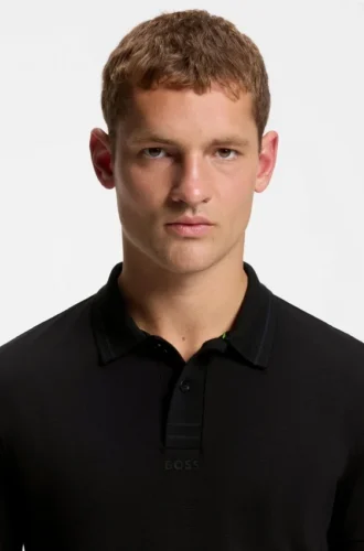 Centred-logo slim-fit polo shirt in cotton piqué