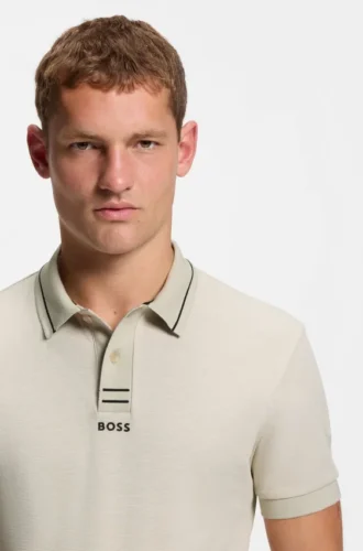 Centred-logo slim-fit polo shirt in cotton piqué