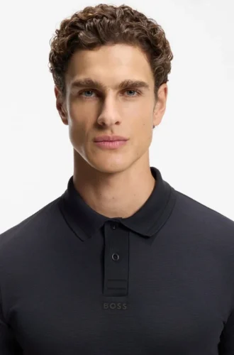 Centred-logo slim-fit polo shirt in cotton piqué