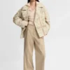 Check-jacquard coat with double-breasted closure