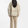 Check-jacquard coat with double-breasted closure