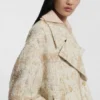 Check-jacquard coat with double-breasted closure