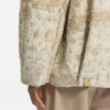 Check-jacquard coat with double-breasted closure