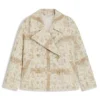 Check-jacquard coat with double-breasted closure