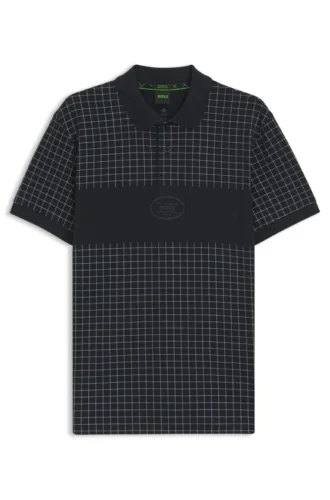 Check-print polo shirt in pima cotton