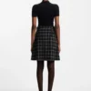 Checked-bouclé skirt with A-line profile