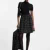 Checked-bouclé skirt with A-line profile
