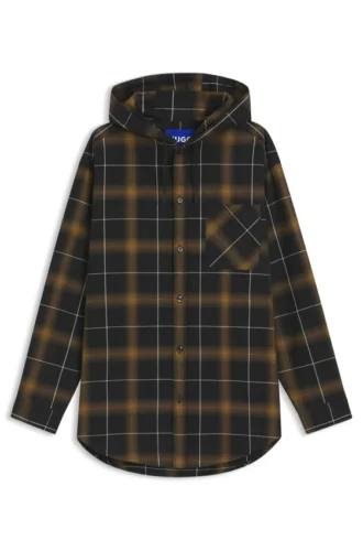 Checked-cotton oversized-fit overshirt with hood