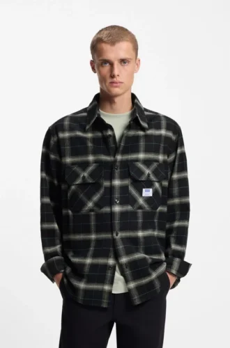 Checked oversized-fit overshirt in cotton twill
