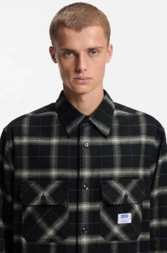 Checked oversized-fit overshirt in cotton twill