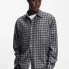 Checked oversized-fit shirt in cotton twill Checked oversized-fit shirt in cotton twill