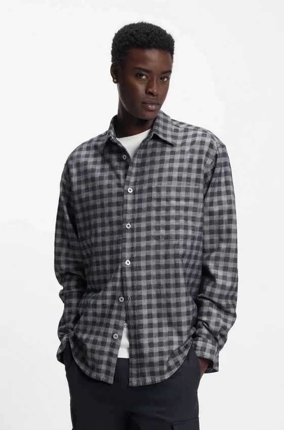 Checked oversized-fit shirt in cotton twill Checked oversized-fit shirt in cotton twill